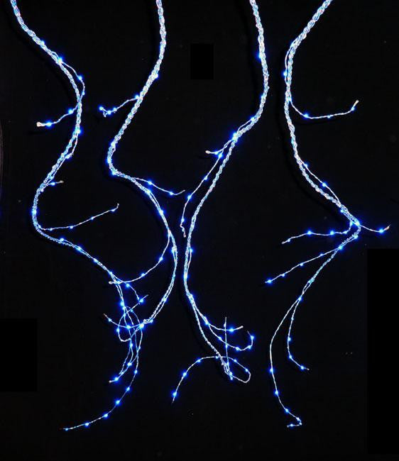 Set of 216 Blue Micro LED Designer Branch Icicle Christmas Light Curtain