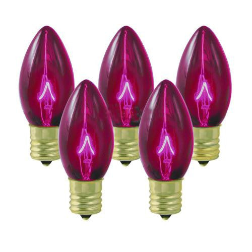 Pack of 25 C9 Transparent Pink-Purple Replacement Christmas Light Bulbs