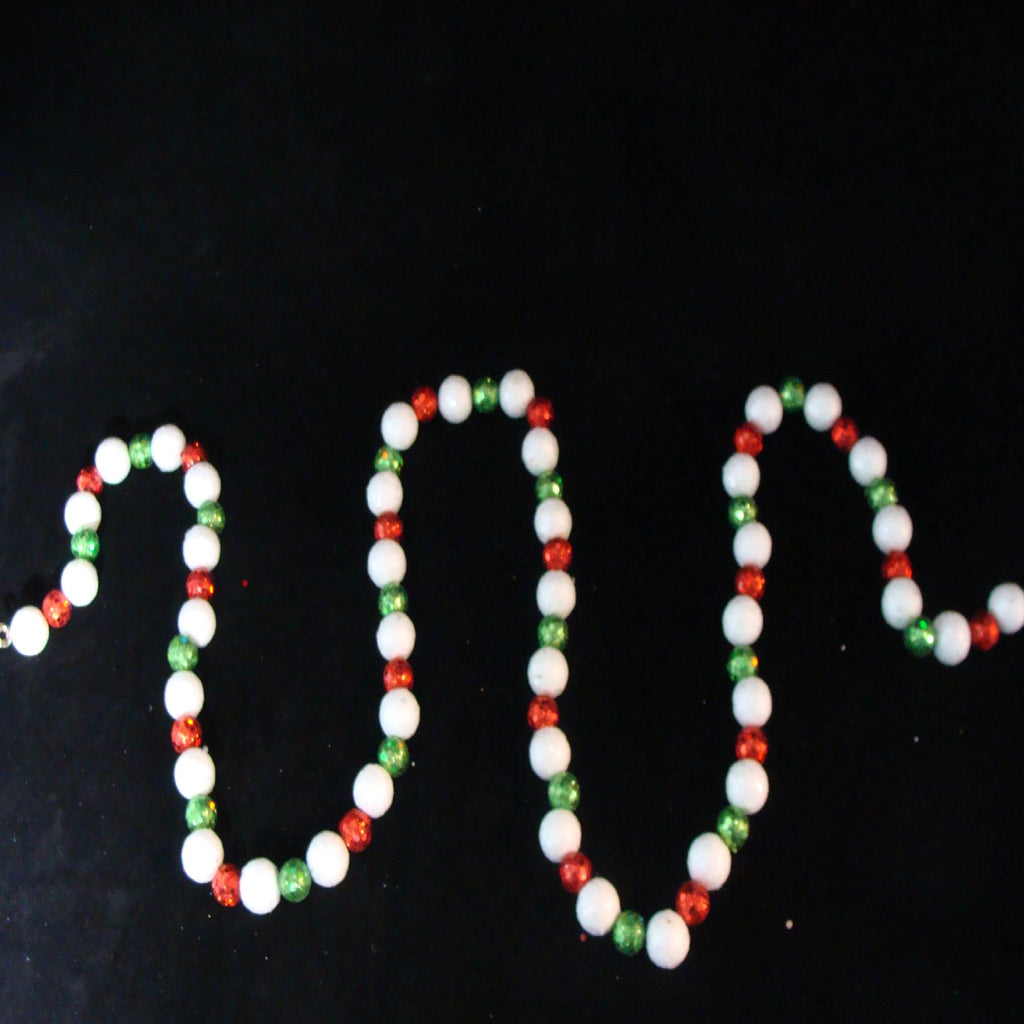 6' Shimmering Red, White and Green Holographic Mini Ball Christmas Garland