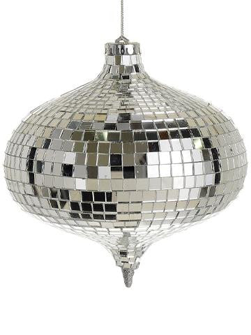Glamorous Mirrored Glass Disco Onion-Shaped Christmas Ornament 6" (150mm)