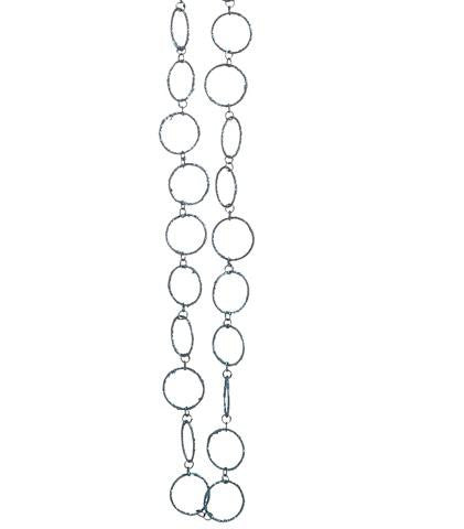 5' Regal Peacock Turquoise Blue Glitter Round Circle Chain Christmas Garland