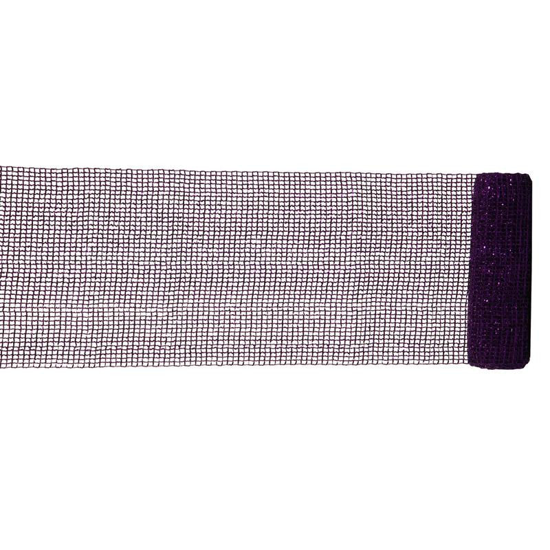 Extra Wide Mesh Purple Sparkle Tinsel Christmas Ribbon 6" x 4 Yards
