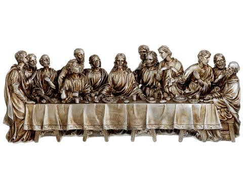 12" Inspirational Antique Silver The Last Supper Religious Table Top Figure