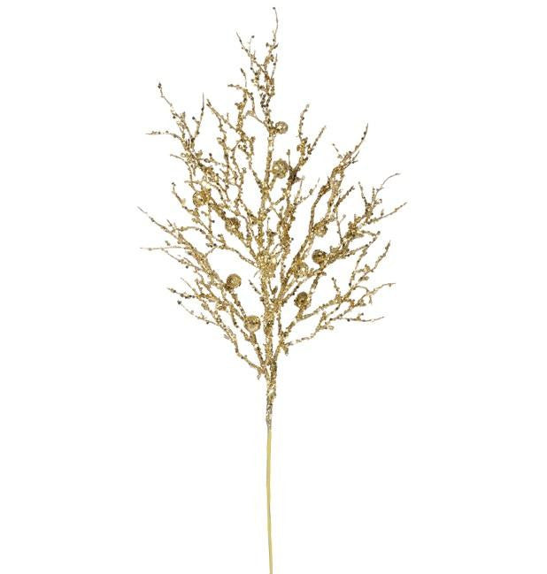 29" Decorative Gold Sparkle Berry Twig Christmas Crafting Spray