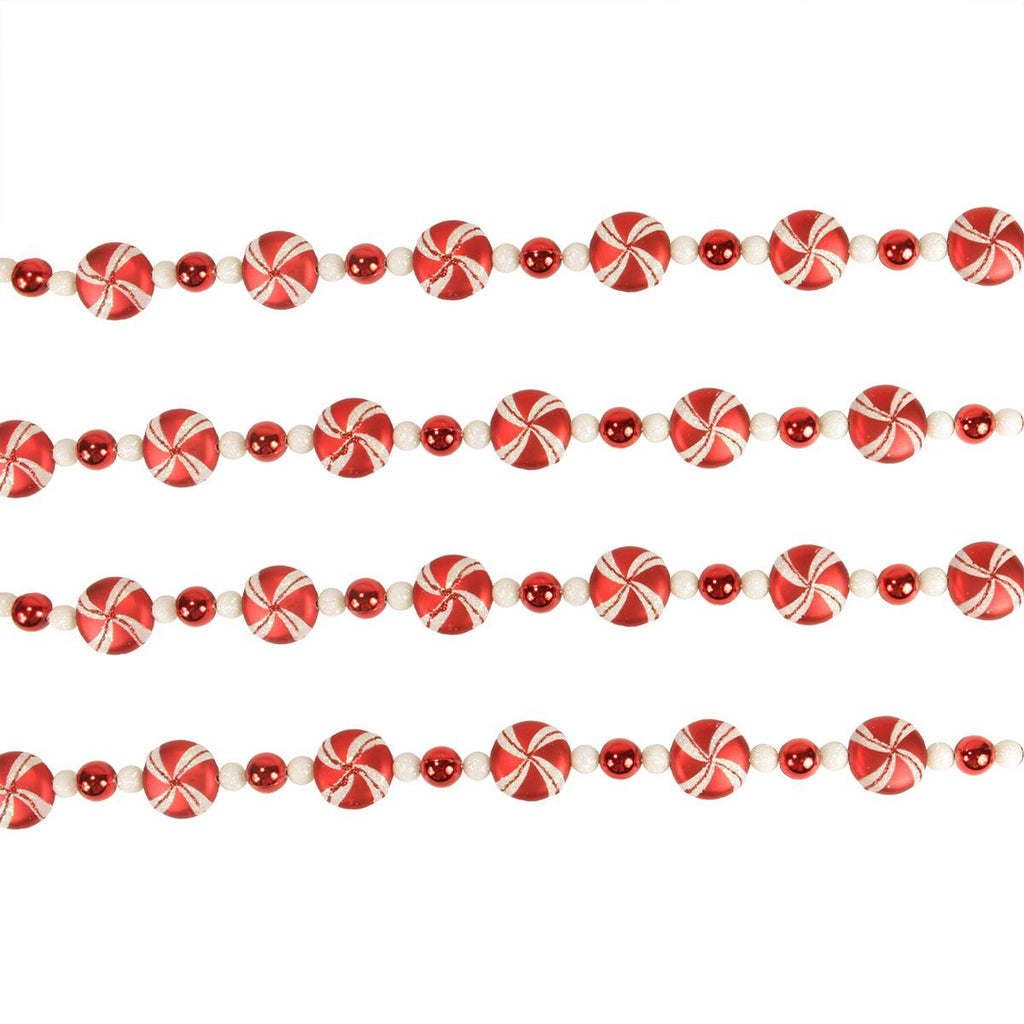 12' Peppermint Twist Red and White Shatterproof Candy Christmas Garland