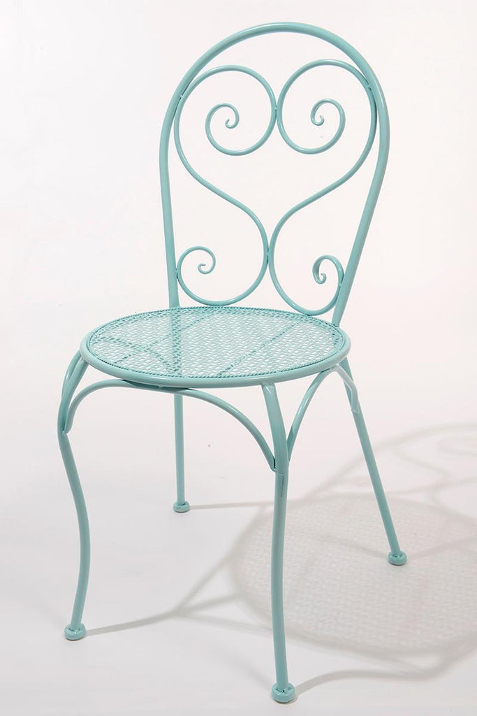 28" Capri Boulevard Elegant Robin's Egg Blue Découpe Round Outdoor Patio Garden Chair