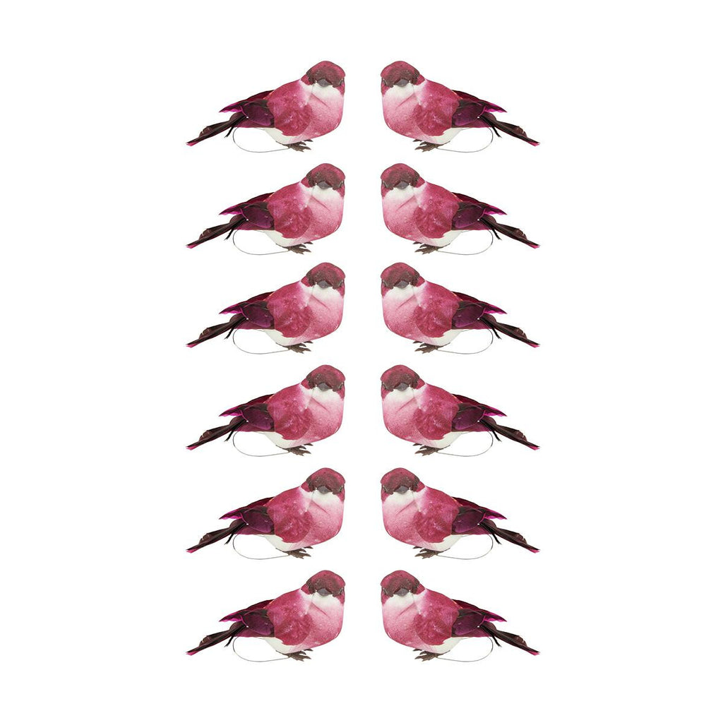 Pack of 12 Pink Mauve Feather Bird Christmas Ornaments 3.75"