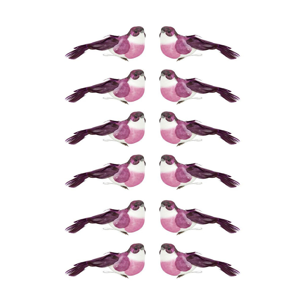 Pack of 12 Pink Mauve Feather Bird Christmas Ornaments 5.75"