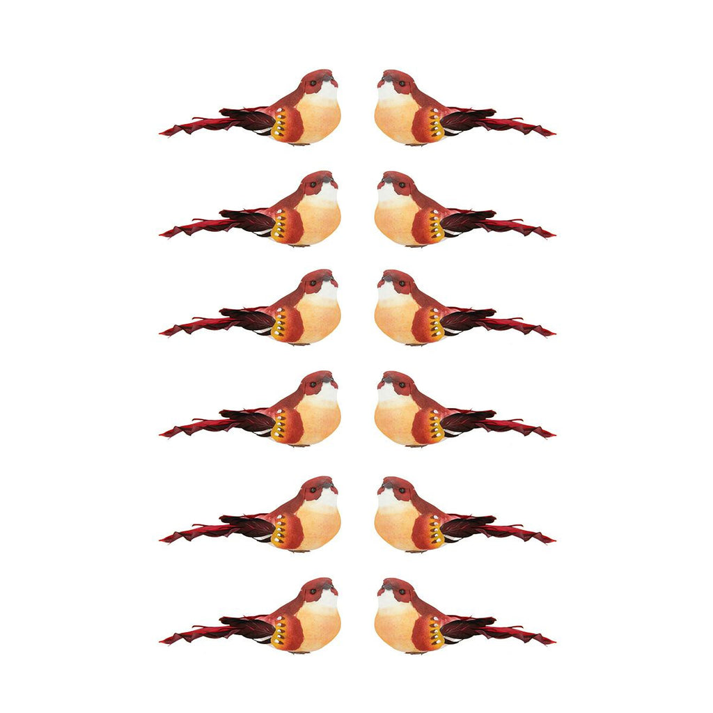 Pack of 12 Delightful Red and Yellow Bird Christmas Ornaments 5.5"