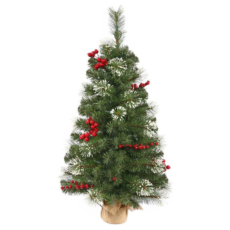 2.5' Siegal Berry Pine Artificial Christmas Tree with Burlap Base - Unlit