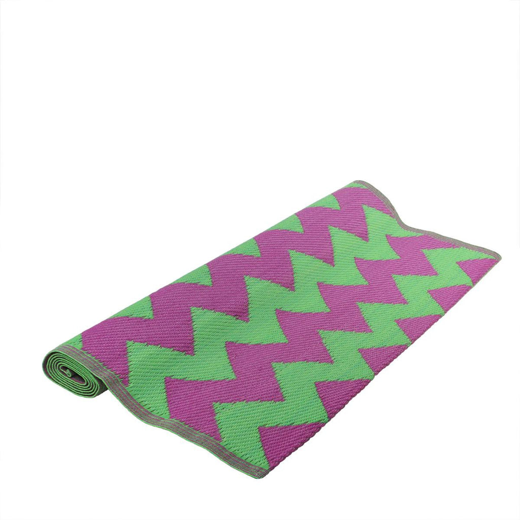 4' x 6' Fancy Fair Chic Chevrons Green and Purple Outdoor Patio Throw Rug