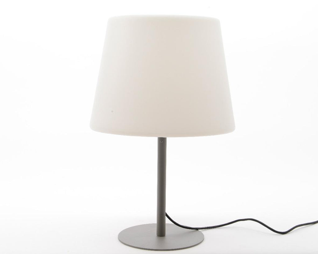 23.25" Decorative Gray and White Outdoor Table Top Patio Lamp