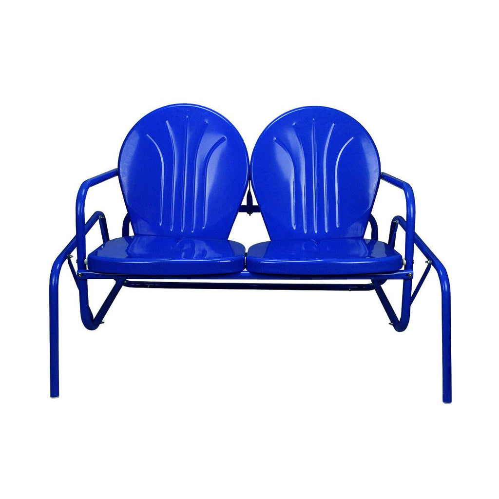 41" Electric Blue Retro Metal Tulip Outdoor Double Glider