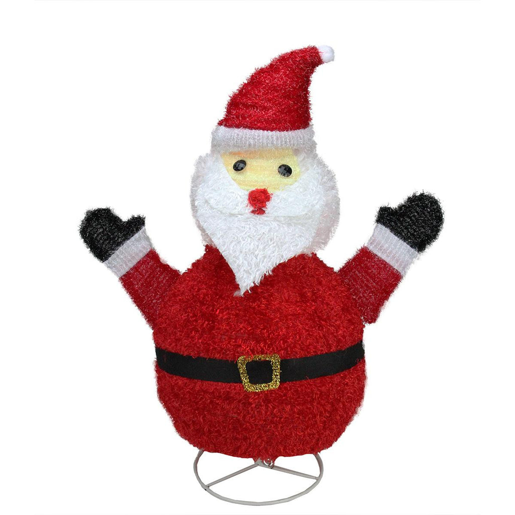 32" Pre-Lit Outdoor Chenille Santa Claus Christmas Yard Art Decoration