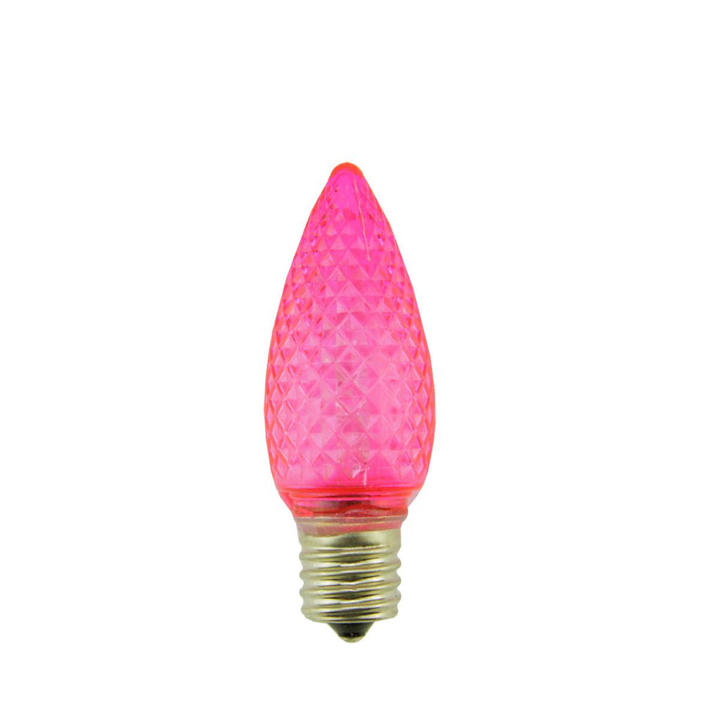 Pack of 4 Faceted Transparent Pink LED C9 Christmas Replacement Bulbs