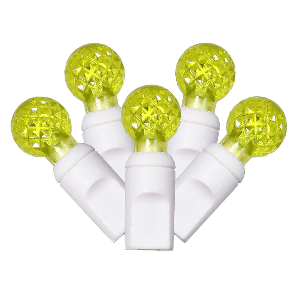 Set of 100 Lime Green Commercial Grade LED G12 Berry Christmas Lights 4" Spacing - White Wire