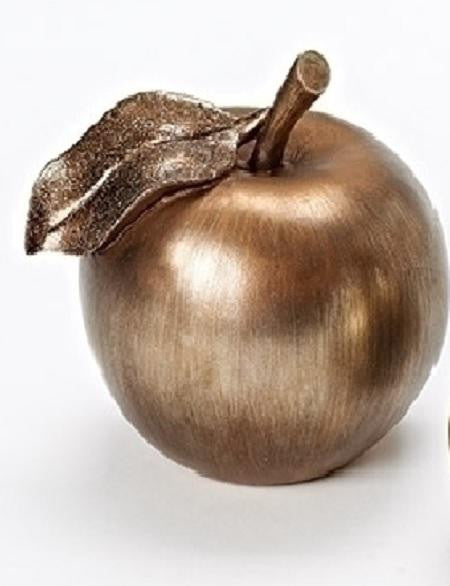 5" Distressed Silver and Bronze Apple with Accented Glittered Leaf Christmas Table Decoration