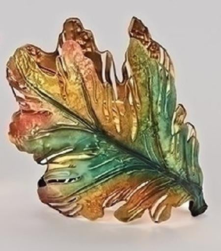6" Autumn Colored Oak Leaf Metal Thanksgiving Leaf Votive Candle Holder