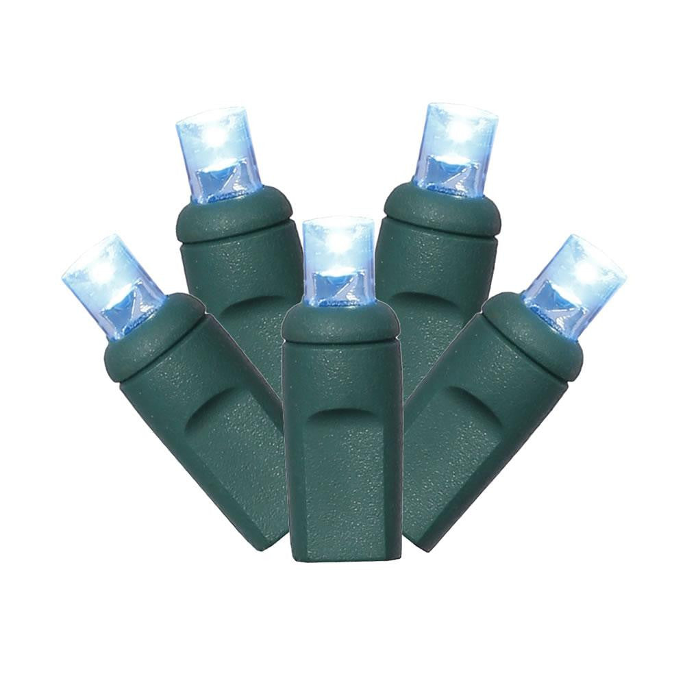 Set of 100 Teal Blue LED Commercial Grade Wide Angle Christmas Lights 6" Spacing - Green Wire