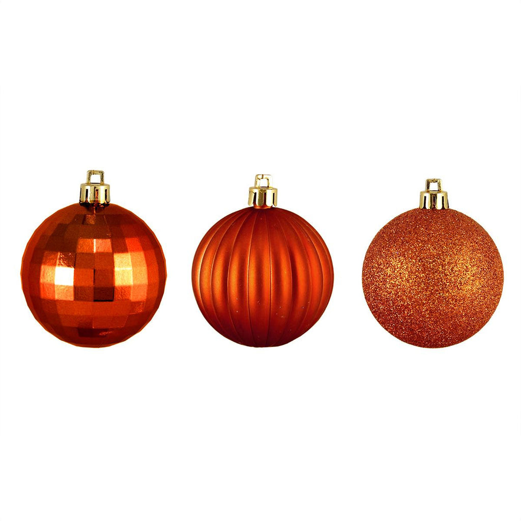 100ct Burnt Orange 3-Finish Shatterproof Christmas Ball Ornaments 2.5" (60mm)