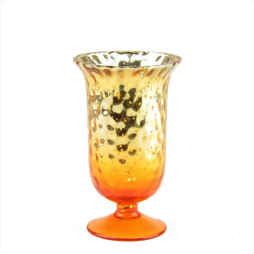 5.5" Decorative Amber Orange Ombre and Silver Mercury Glass Votive Candle Holder