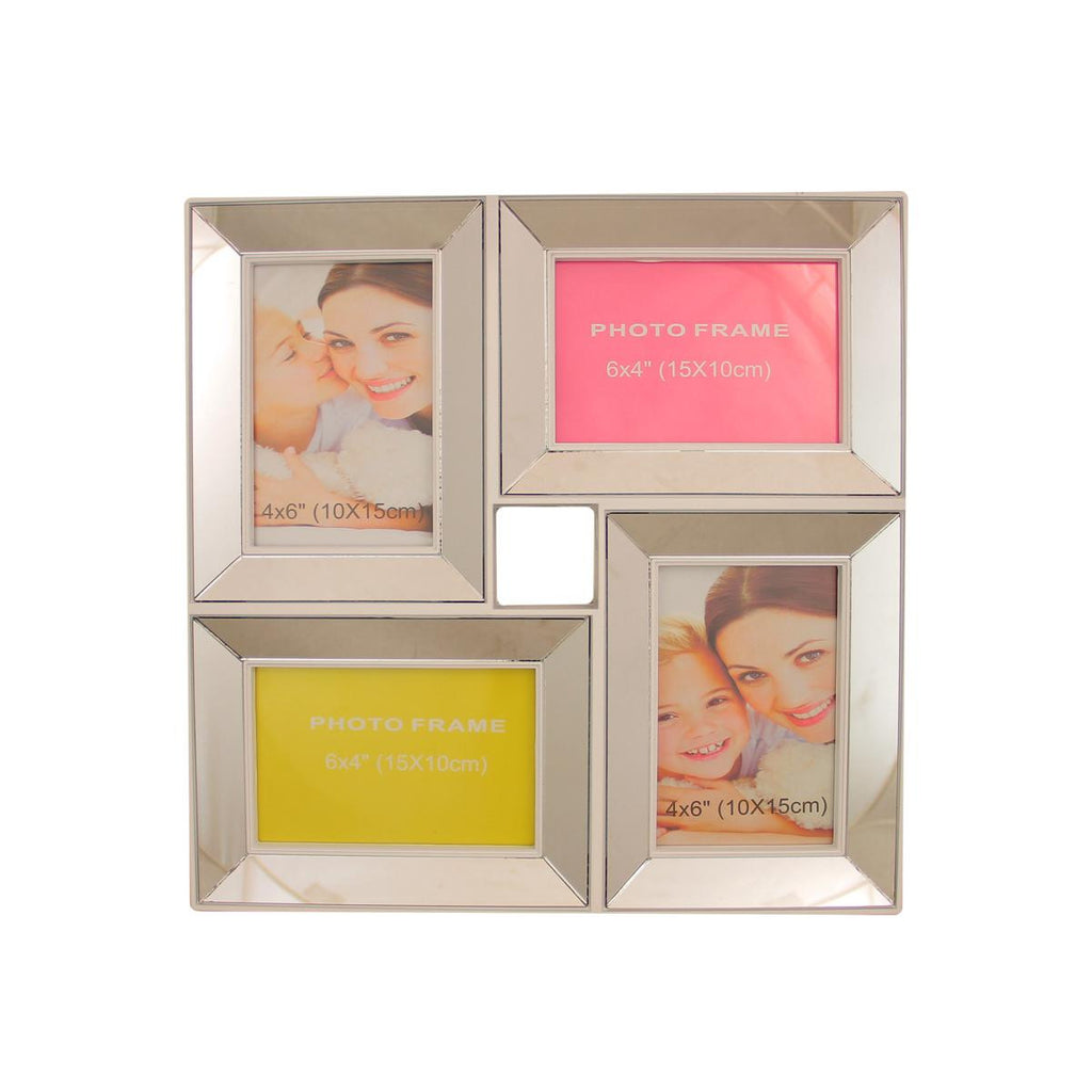 13.75" White Trimmed Glass Encased Photo Picture Frame Collage Wall Decoration