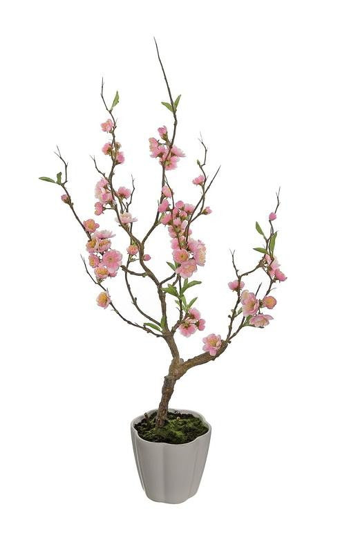 28" Pink Artificial Ming Cherry Blossom Tree in a Pot Table Top Decoration