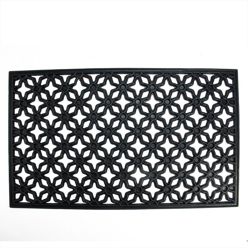 Decorative Black Rubber Outdoor Rectangular Door Mat 29.5" x 17.75"