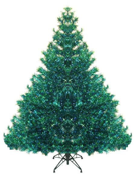 7.5' Pre-lit Shimmering Blue Green Peacock Color Theme Tinsel Christmas Tree