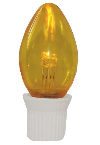 Pack 25 Commercial Transparent Yellow 3-LED C7 Replacement Christmas Light Bulbs