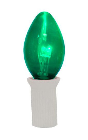 Pack 25 Commercial Transparent Green 3-LED C7 Replacement Christmas Light Bulbs