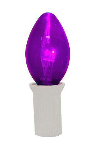 Pack 25 Commercial Transparent Purple 3-LED C7 Replacement Christmas Light Bulbs