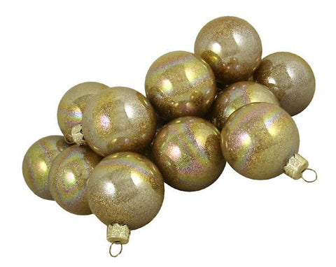 Pack of 36 Gold Glitter Glass Ball Christmas Ornaments 2.75" (70mm)