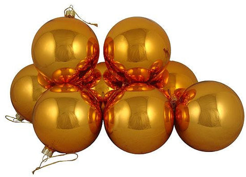 Club Pack of 16 Shiny Orange Tango Glass Ball Christmas Ornaments 4" (100mm)