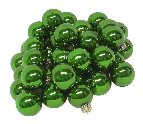 Club Pack of 48 Shiny Dasher Green Glass Ball Christmas Ornaments 2" (50mm)