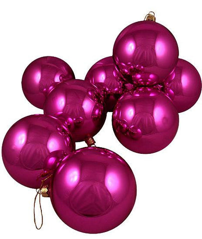 Club Pack of 16 Shiny Fuschia Candy Glass Ball Christmas Ornaments 4" (100mm)