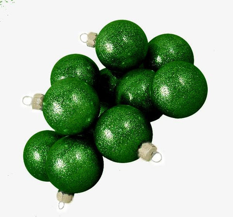 36ct Envy Green Glittered Glass Christmas Ball Ornaments 2.75" (70mm)