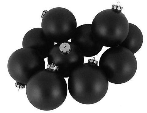 Club Pack of 16 Matte Black Glass Ball Christmas Ornaments 4" (100mm)