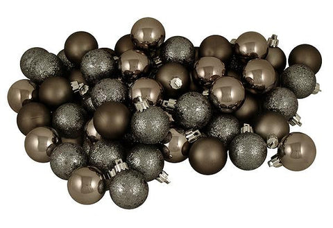 96ct Pewter Shatterproof 4-Finish Christmas Ball Ornaments 1.5" (40mm)