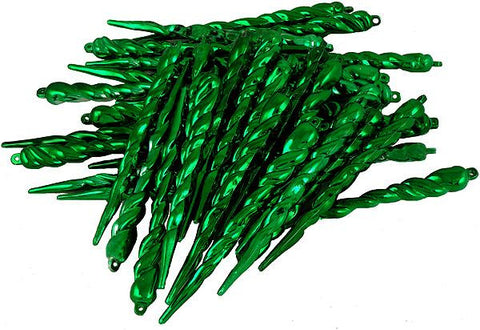 Club Pack of 36 Xmas Green Shatterproof Icicle Christmas Ornaments 5"