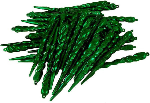 Club Pack of 36 Emerald Green Shatterproof Icicle Christmas Ornaments 5"