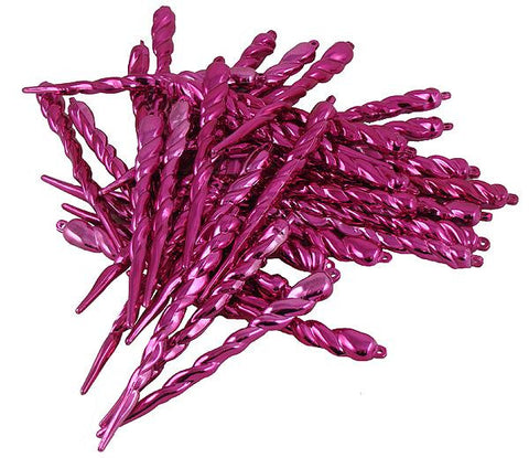 Club Pack of 36 Pink Magenta Shatterproof Icicle Christmas Ornaments 5"