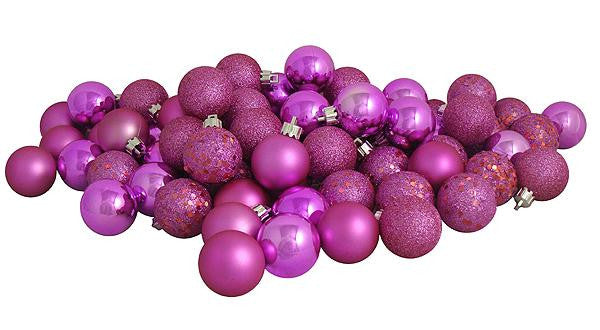 32ct Fantasy Pink and Purple Shatterproof 4-Finish Christmas Ball Ornaments 3.25" (80mm)