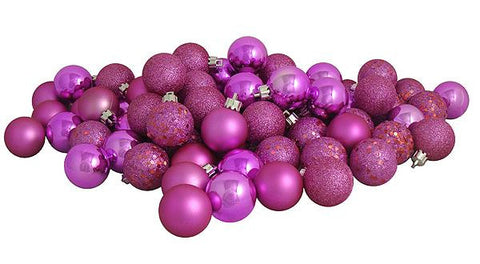 32ct Fantasy Pink and Purple Shatterproof 4-Finish Christmas Ball Ornaments 3.25" (80mm)