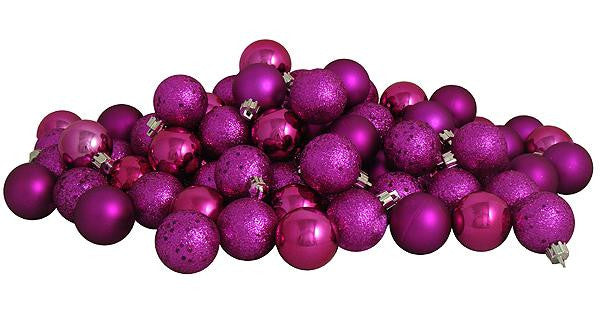 96ct Pink Magenta Shatterproof 4-Finish Christmas Ball Ornaments 1.5" (40mm)