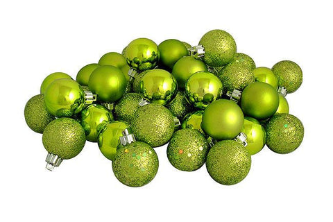 96ct Green Kiwi Shatterproof 4-Finish Christmas Ball Ornaments 1.5" (40mm)