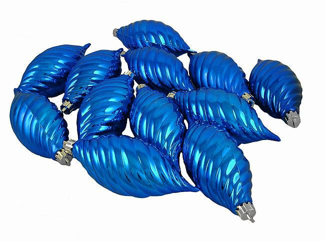 Club Pack of 12 Lavish Blue Shatterproof Finial Christmas Ornaments 4.75"