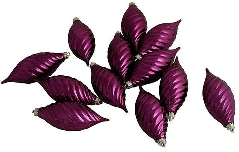 Club Pack of 12 Purple Passion Shatterproof Finial Christmas Ornaments 4.75"