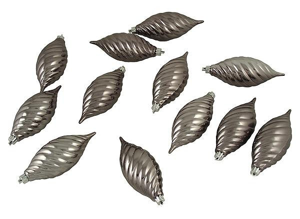 Club Pack of 12 Gunmetal Gray Shatterproof Finial Christmas Ornaments 4.75"