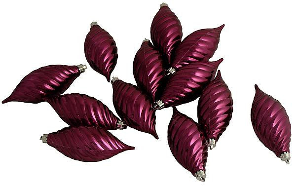 Club Pack of 12 Burgundy Shatterproof Finial Christmas Ornaments 4.75"